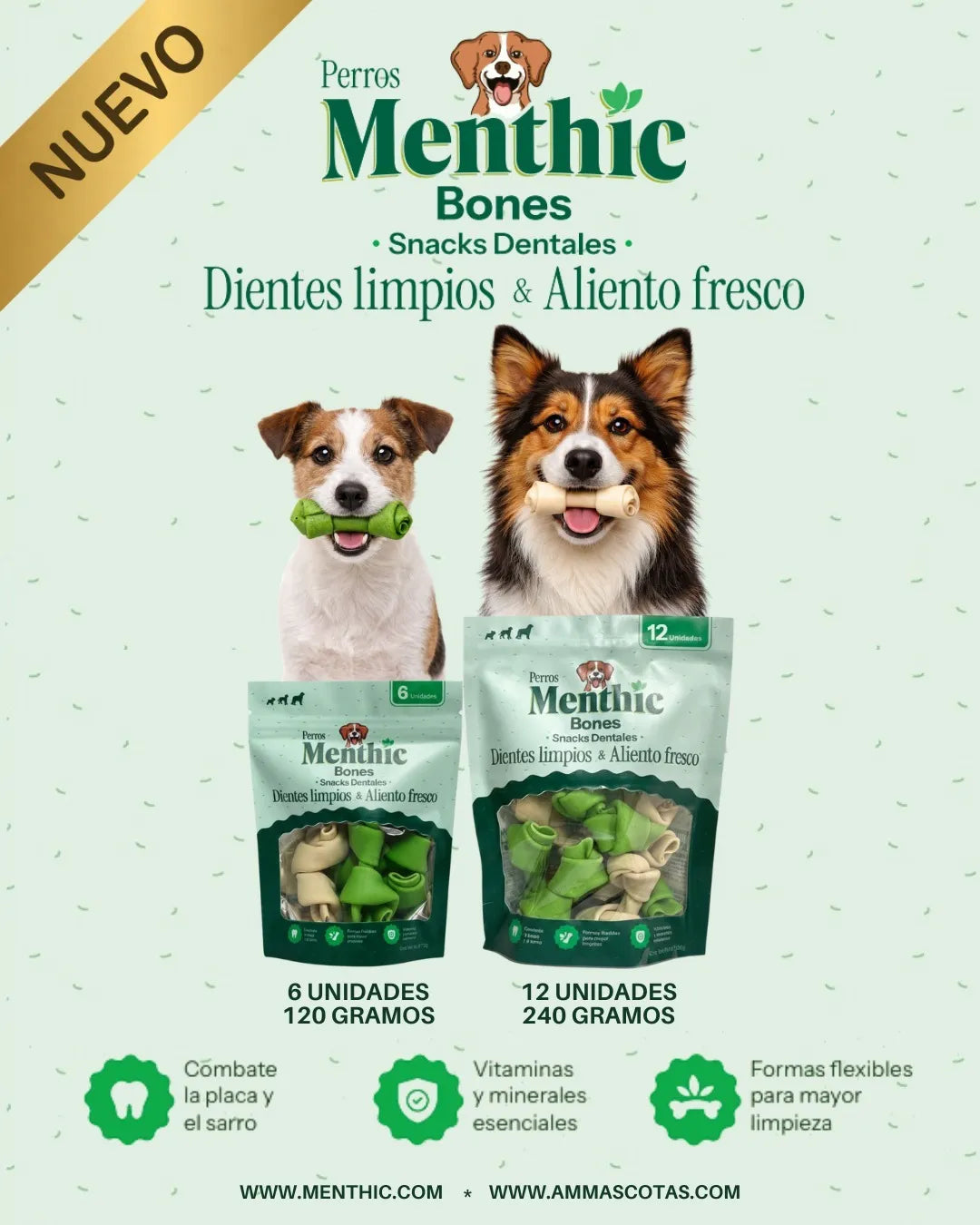 SNACK MENTHIC BONES x 6 unidades - 120 GR
