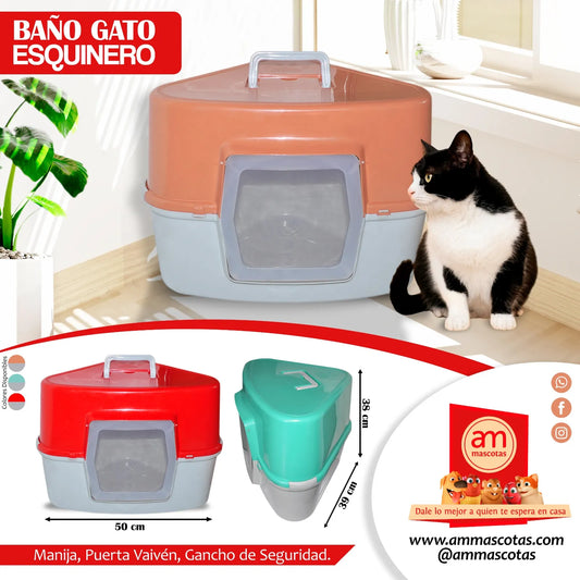 Baño Gato Esquinero con Tapa y Manija