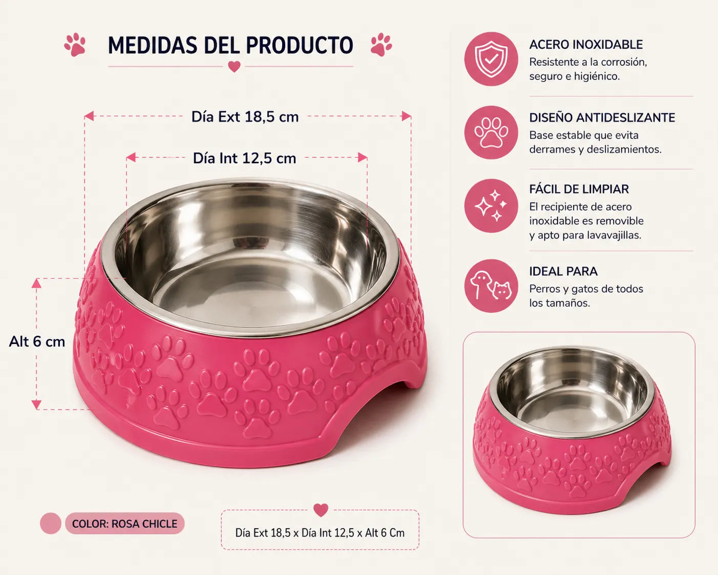 COMEDERO MEDIANO FIGURAS CON PLATO METÁLICO