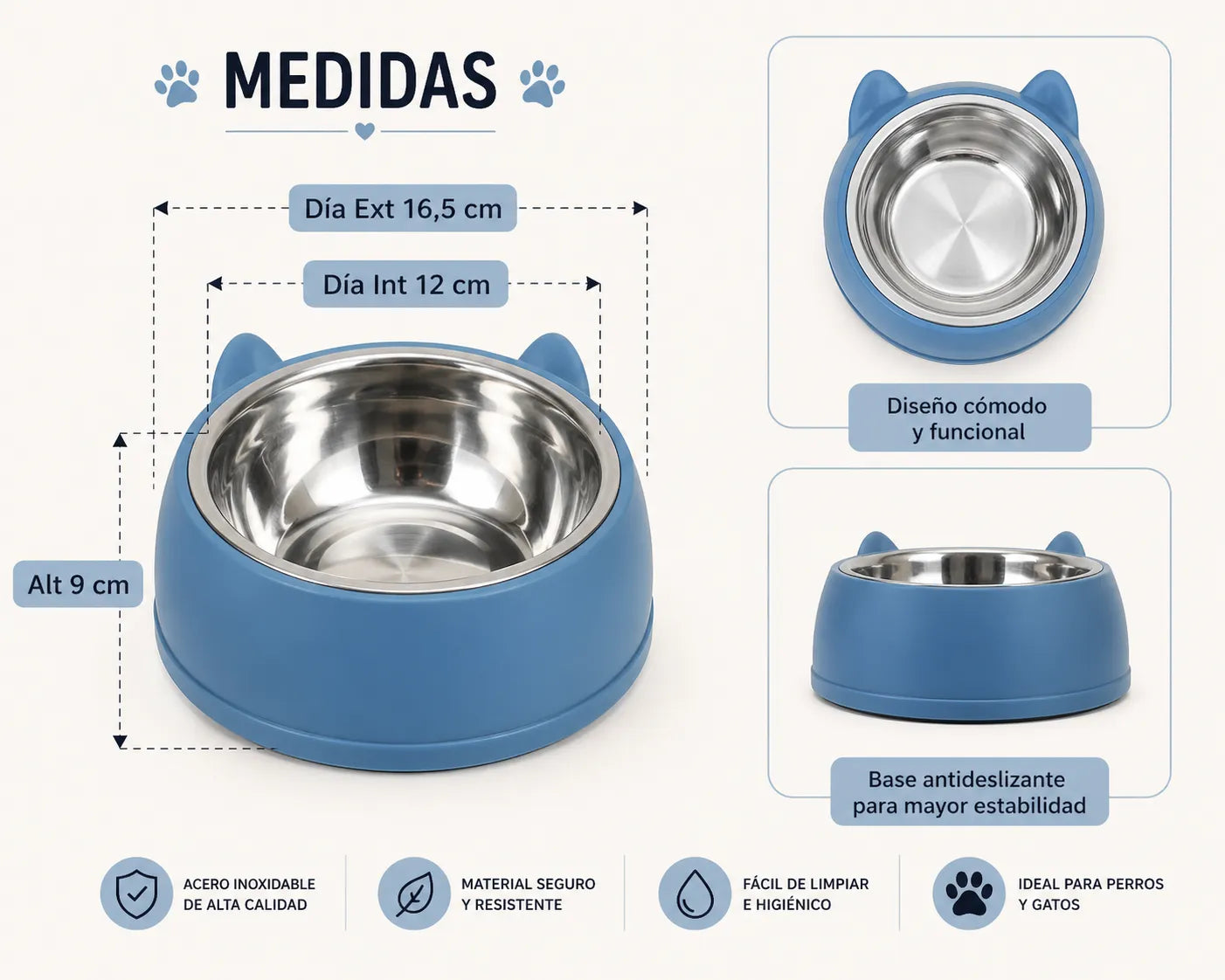 COMEDERO GATO CON PLATO METÁLICO