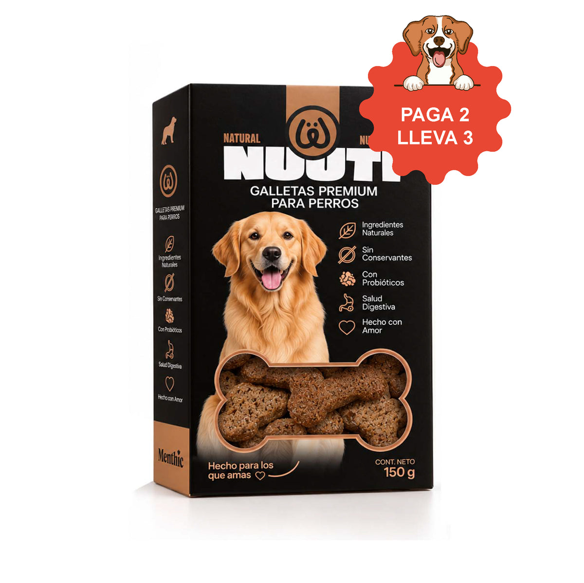 ¡Paga 2 lleva 3! - Galletas Naturales Nuuti Perro - 150 gr