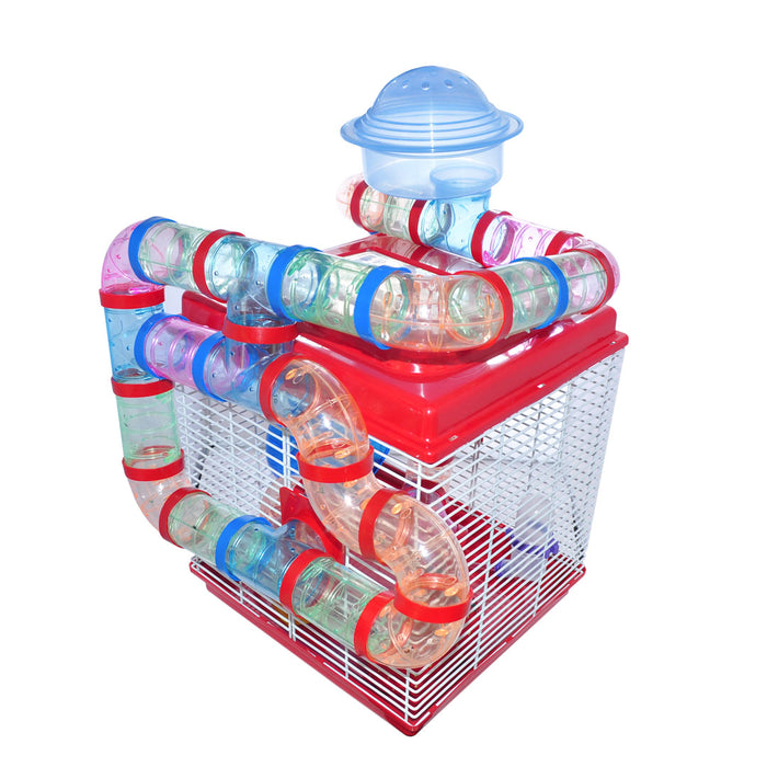 JAULA HAMSTER Grande: rueda, fresa,comedero,bebedero.Tuberia adicional